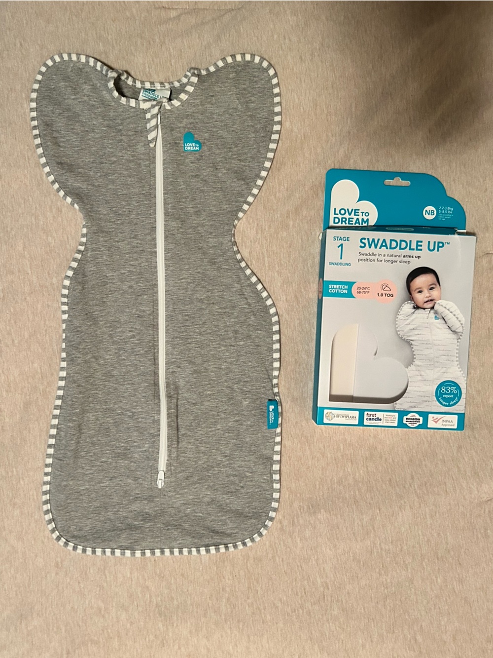 Newborn Love to dream swaddle up gray sleep swaddle